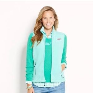 Blue-green Vineyard Vines fleece vest